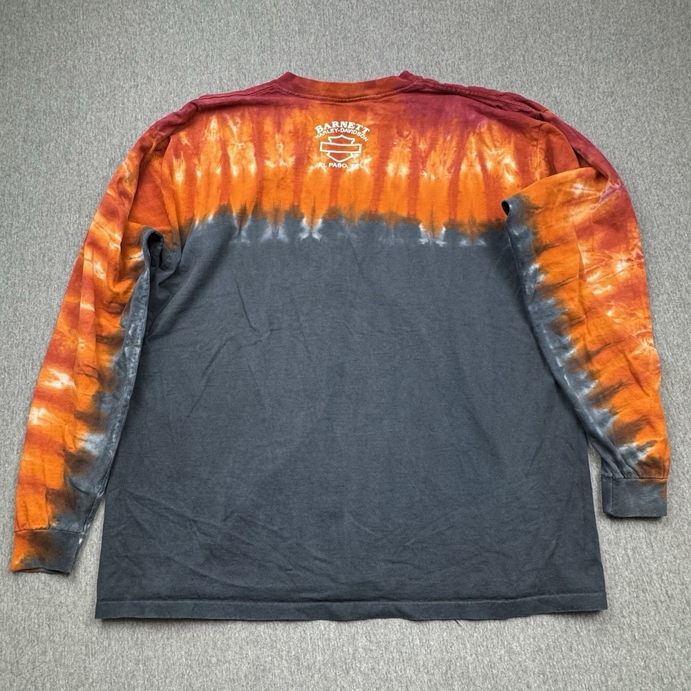 Harley Davidson Shirt XL Tie Dye Long Sleeve USA Motorcycle Flame Vtg Texas - Picture 13 of 15